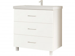 Тумба с Раковиной «MarkaOne» соната 58п, Белый Глянец, 2 Ящика (4604613327415)