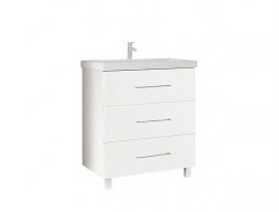 Тумба с Раковиной «MarkaOne» Mix 60н, Белый Глянец, Ручки Рейлинг (4604613335748)