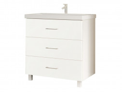 Тумба с Раковиной «MarkaOne» Mix 60н, Белый Глянец, Ручки Рейлинг (4604613327361)