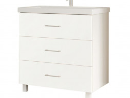 Тумба с Раковиной «MarkaOne» Mix 80н, Белый Глянец, Ручки Рейлинг (4604613327477)