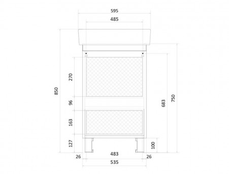 Тумба с Раковиной «MarkaOne» Tera 60н, Белый Глянец (4604613337087)