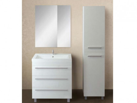 Тумба с Раковиной «MarkaOne» соната 75н, Белый Глянец, 3 Ящика (4604613317331)