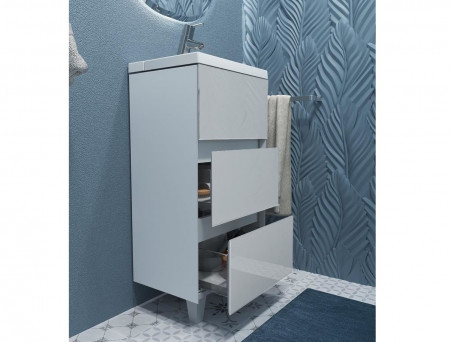 Тумба с Раковиной «MarkaOne» Bumble 40н, Белая Выдвижная Раковина, 2 Ящика (4680043353590)