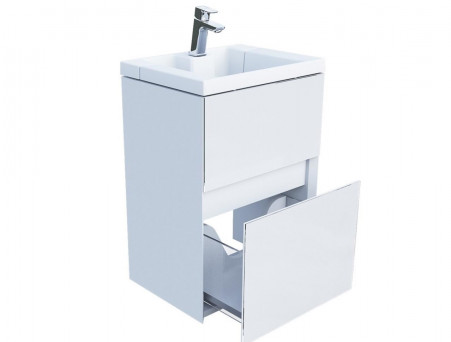 Тумба с Раковиной «MarkaOne» Bumble 40п, Белая Выдвижная Раковина, 1 Ящик (4680043353606)