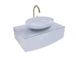 Тумба с Раковиной «MarkaOne» Nega 60п, Белый Глянец (Раковина Ringo Cut) (4680043355082)