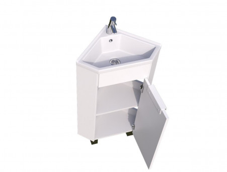 Тумба с Раковиной «MarkaOne» Penta 37x37н, Белый Глянец Угловая (4680043353354)