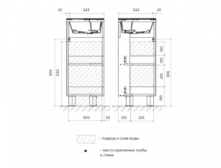 Тумба с Раковиной «MarkaOne» Penta 37x37н, Белый Глянец Угловая (4680043353354)