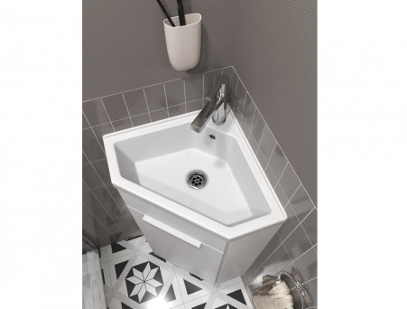 Тумба с Раковиной «MarkaOne» Penta 37x37н, Белый Глянец Угловая (4680043353354)