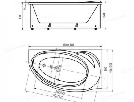 Акриловая Ванна «Aquatek» Бетта 150х95 L (BET150-0000067)