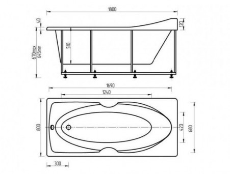 Акриловая Ванна «Aquatek» Европа 180х80 (EVR180-0000041)