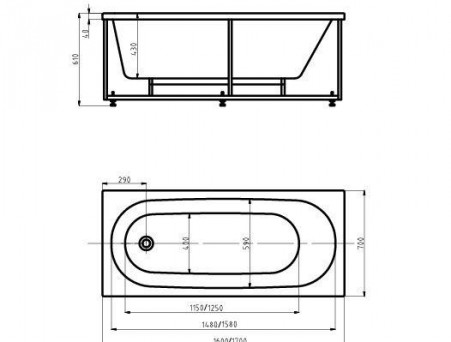 Акриловая Ванна «Aquatek» Оберон 160х70 (OBR160-0000026)