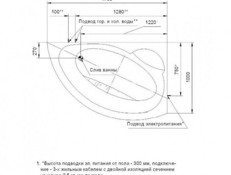 Акриловая Ванна «Aquatek» Аякс 2 170х110 R (AYK170-0000089)
