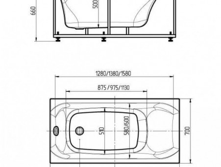 Акриловая Ванна «Aquatek» Альфа 140х70 слив слева (ALF140-0000019)