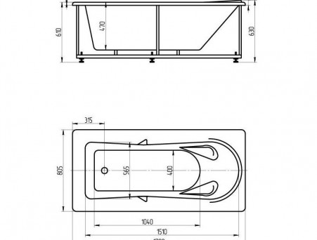 Акриловая Ванна «Aquatek» Леда 170х80,5 (LED170-0000034)