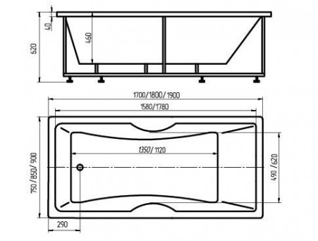 Акриловая Ванна «Aquatek» Феникс 180х85 (FEN180-0000069)