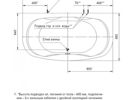 Акриловая Ванна «Aquatek» Мелисса 180х95 (MEL180-0000031)
