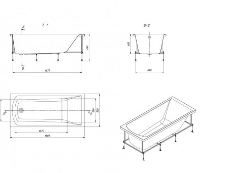 Акриловая Ванна «Santek» Фиджи 180Х80 (1.WH50.1.706)