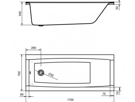 Акриловая Ванна «Santek» Санторини 170х70, Комплект (147344)