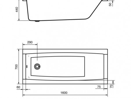 Акриловая Ванна «Santek» Санторини 160х70 (1.WH30.2.494)