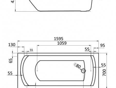 Акриловая Ванна «Santek» Monaco 160х70, Комплект (147291)