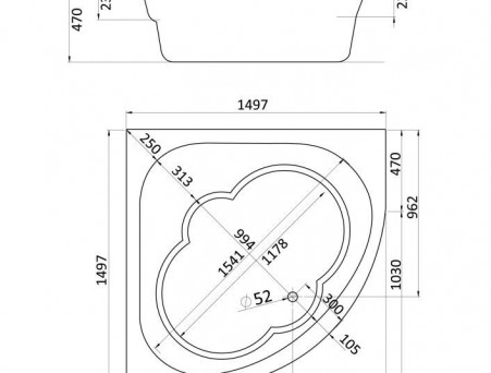 Акриловая Ванна «Santek» Cannes 150х150, Комплект (147271)
