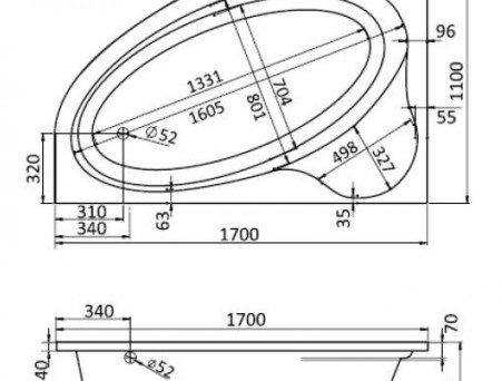 Акриловая Ванна «Santek» Edera 170х110 L, Комплект (147279)