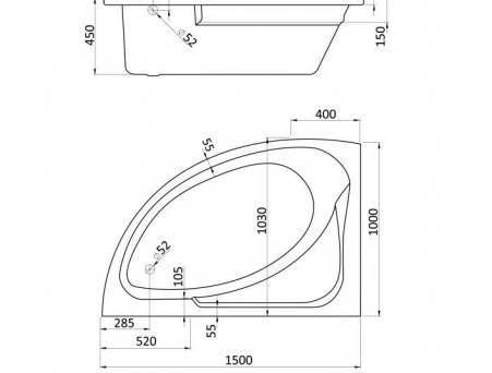 Акриловая Ванна «Santek» Goa 150х100 L (1.WH11.2.033)