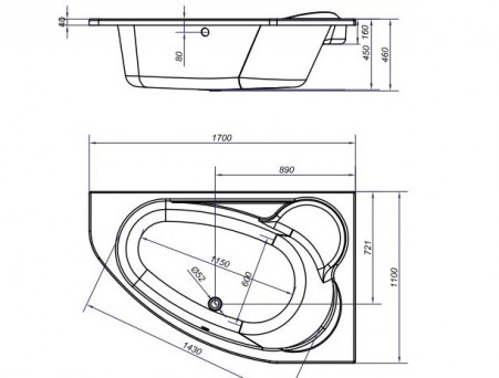 Акриловая Ванна «Cersanit» Kaliope 170х110 R, Комплект (143456)