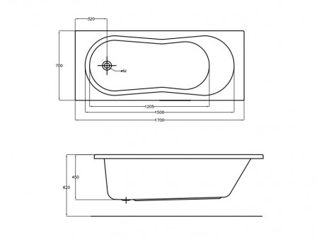 Акриловая Ванна «Cersanit» Nike 170х70, Комплект (143466)