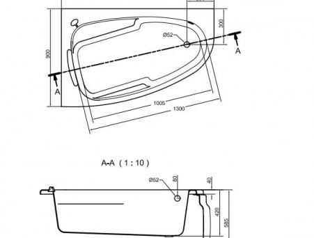 Акриловая Ванна «Cersanit» Joanna 140х90 L, Комплект (143447)