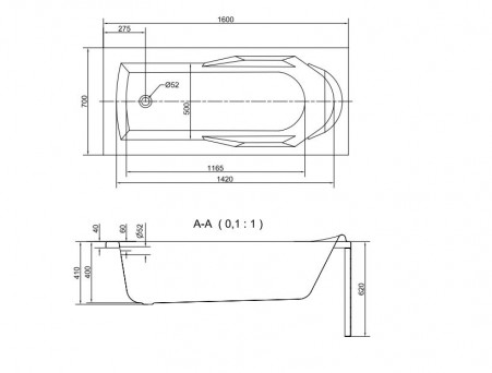 Акриловая Ванна «Cersanit» Santana 160х70 (63324)
