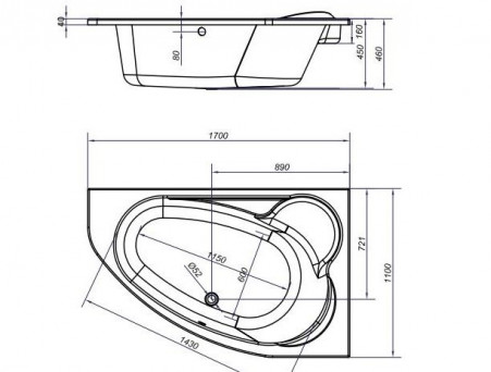 Акриловая Ванна «Cersanit» Kaliope 170х110 R (63444)