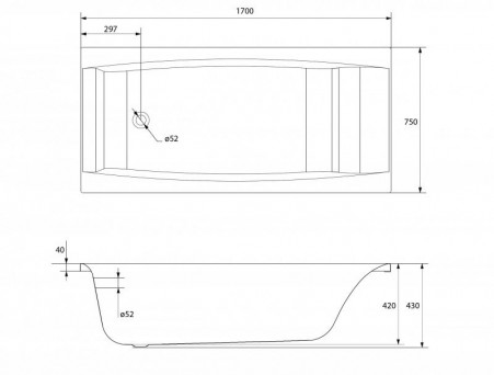 Акриловая Ванна «Cersanit» Virgo 170х75 (63353)