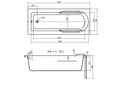 Акриловая Ванна «Cersanit» Santana 170х70 (63325)
