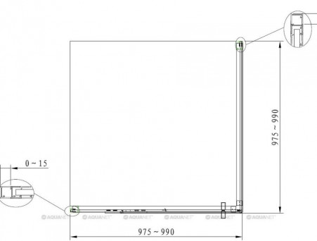 Душевой Уголок «Aquanet» Ideal AE-AXC10MB-S-B 100x100x200 L/R (00243632)