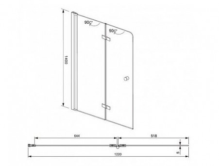Шторка на Ванну «Aquanet» Beta 4 NF6222-hinge 122x140 L/R (00196053)