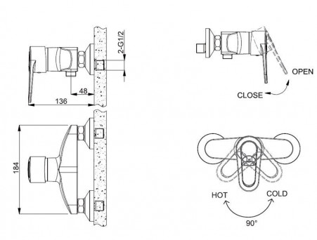 Смеситель «Bravat» Loop для Душа F9124182CP-01-RUS (Bt-184899)