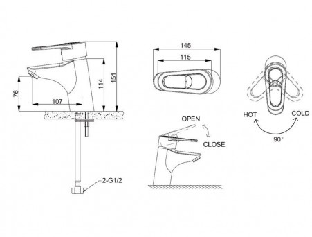 Смеситель «Bravat» Loop для Раковины F1124182CP-RUS (Bt-184895)