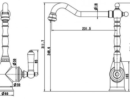 Смеситель «Bravat» Art для Кухни хром F775109C (Bt-177418)