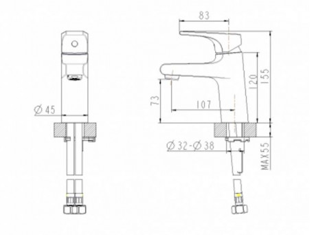 Смеситель «Bravat» Vega для Раковины F1119177CP (Bt-207102)