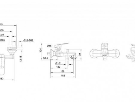 Смеситель «Bravat» Rhein для Ванны и Душа хром F6429564CP-01-ENG (Bt-260674)
