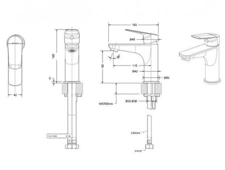 Смеситель «Bravat» Rhein для Раковины хром F1429564CP-9-ENG (Bt-260670)