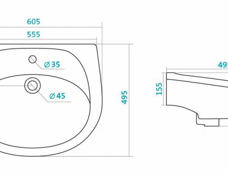 Раковина «Santek» Бриз 60, с Пьедесталом (1.WH11.0.466+1.WH11.0.595)