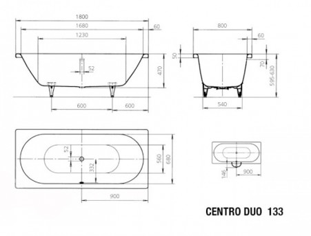 Стальная Ванна «Kaldewei» Centro Duo 180х80 см, Прямоугольная (283330000001)