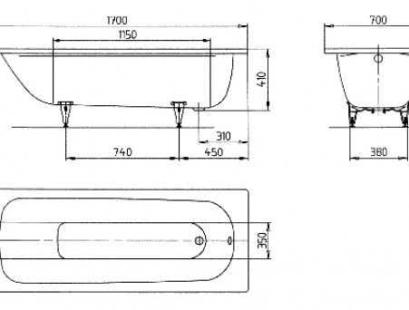 Стальная Ванна «Kaldewei» Saniform Plus 170х70 см, Прямоугольная (111800013001)