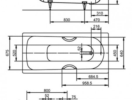 Стальная Ванна «Kaldewei» Saniform Plus 180х80 см, Прямоугольная (133700010001)