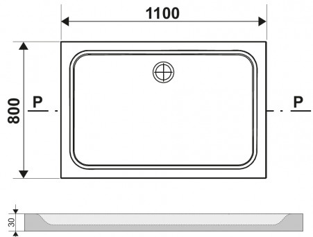 Душевой Поддон «Ravak» 110х80х3 см Gigant Pro, Низкий, Форма Прямоугольная, Литьевой Мрамор (XA04D401010)