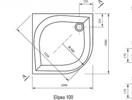 Душевой Поддон «Ravak» 100х100х17,5 см Elipso, Низкий, Форма Четверть Круга, Акрил (A22AA01210)
