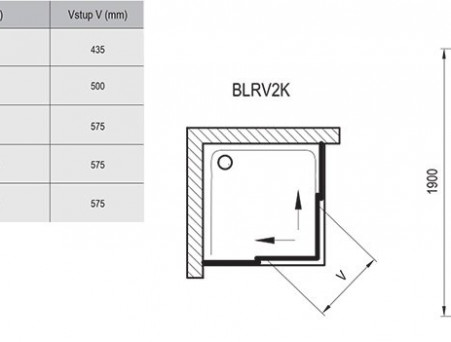 Душевая Дверь «Ravak» Blix BLRV2K-100, Блестящая + Транспарент, Часть 1/2 (1XVA0C00Z1)