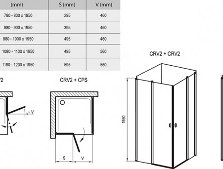 Душевая Дверь «Ravak» Chrome CRV2-100, Белая Транспарент (1QVA0100Z1)